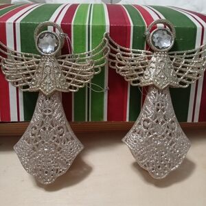 Glittery Silver Angel Ornaments